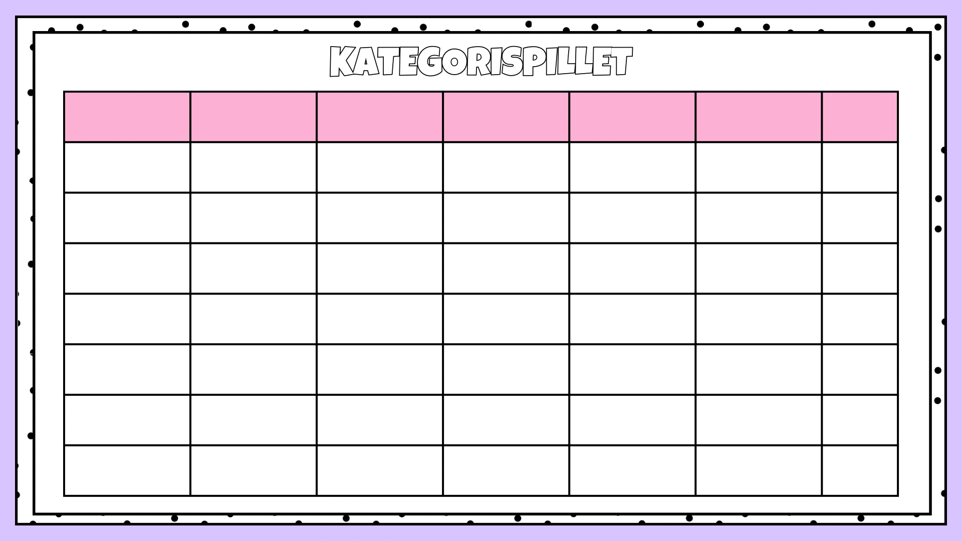Kategorispillet – gratis gruppespill for klasserommet – eksempelside 2