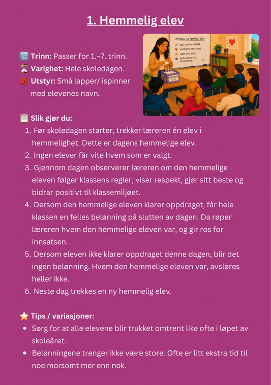 12 belønningssystemer for klasserommet – 1.–7. trinn – eksempelside 1