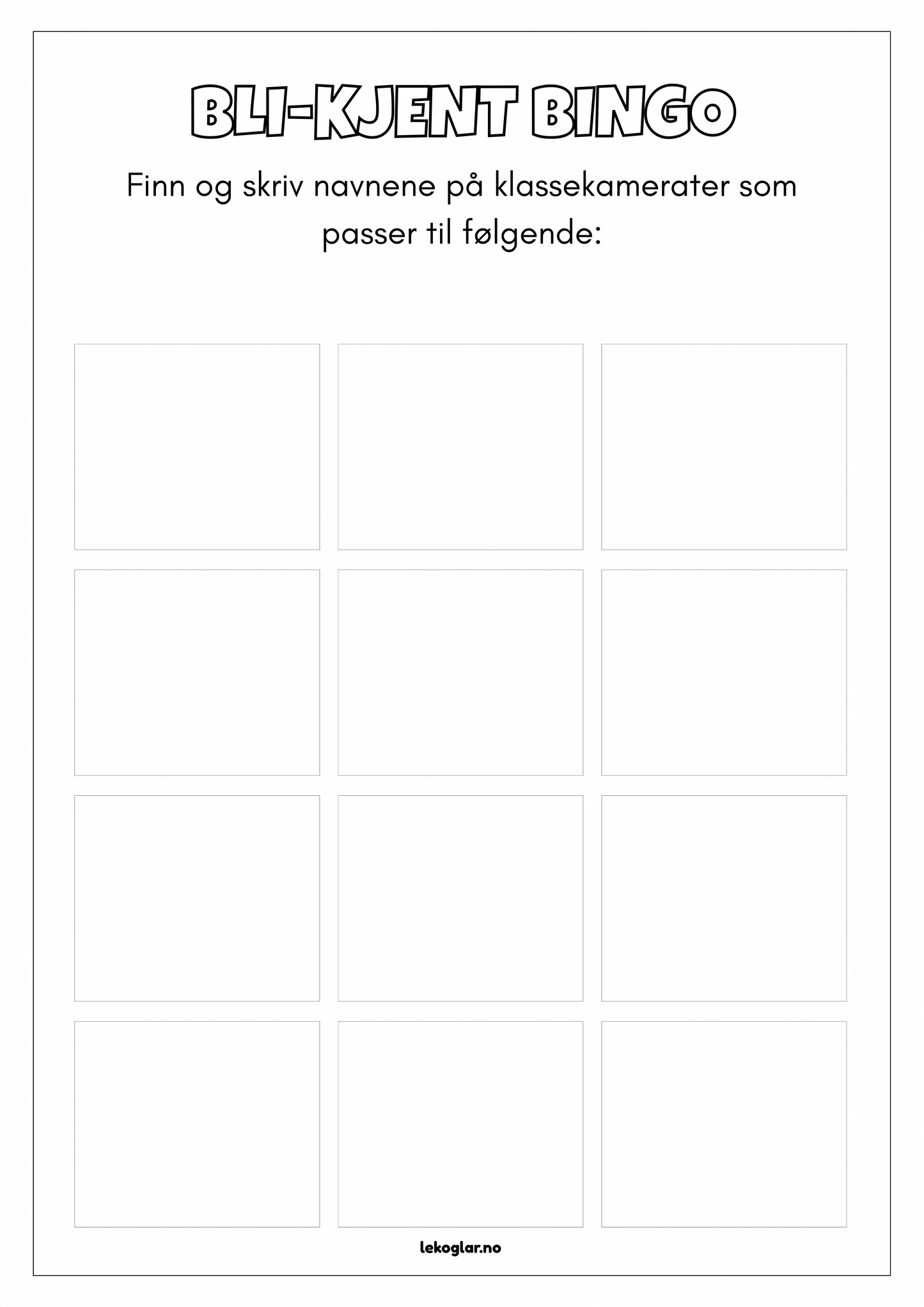 Bli kjent-bingo – gratis isbryter til skolestart