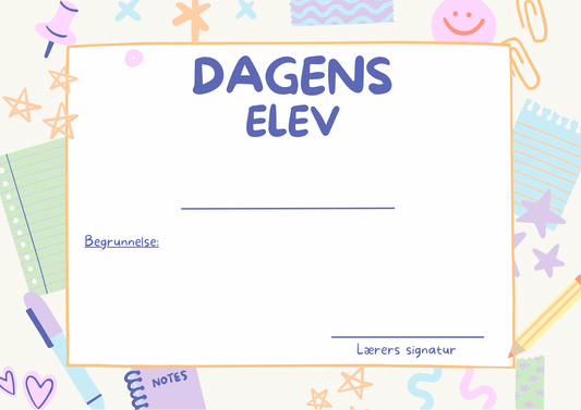 🏅 Dagens elev – gratis mal