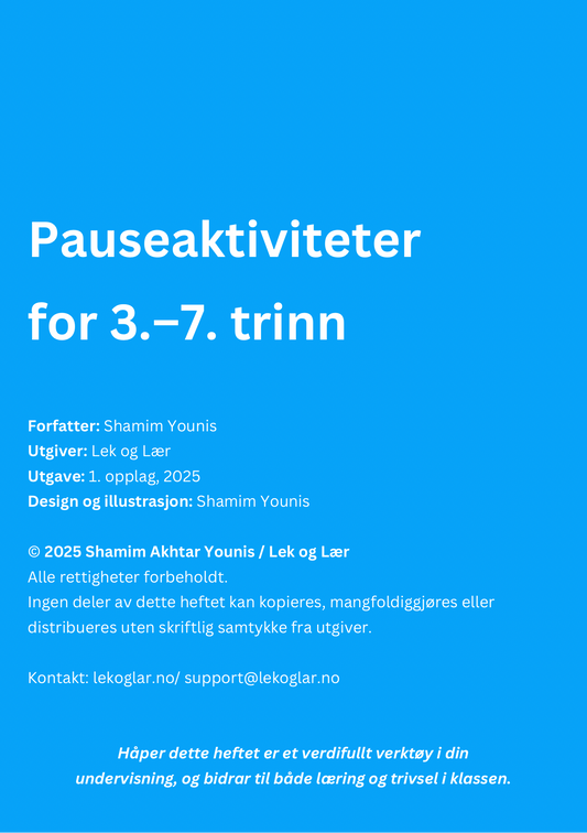 Hefte med 12 Pauseaktiviteter i klassen - 3. - 7. trinn
