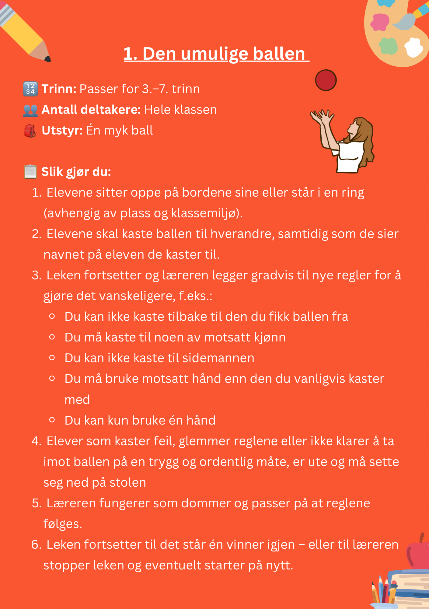 Hefte med 12 Pauseaktiviteter i klassen - 3. - 7. trinn